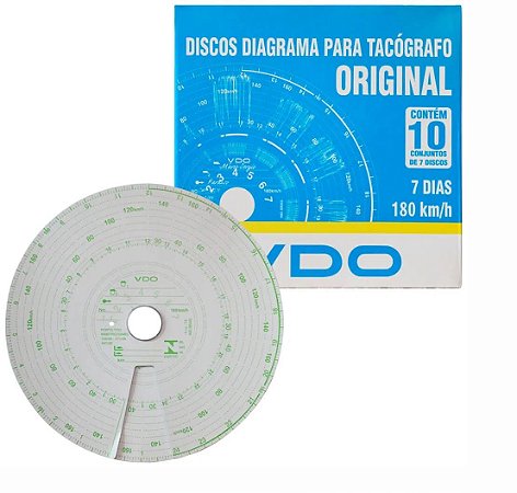 Caixa Disco Para Tacógrafo Semanal 7 Dias 180 Km VDO