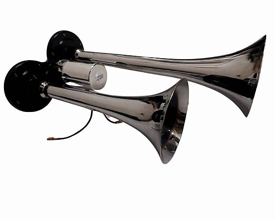 Buzina Marítima Pneumática Cromada Com Válvula 12v 24v Bivolt 02 Corneta