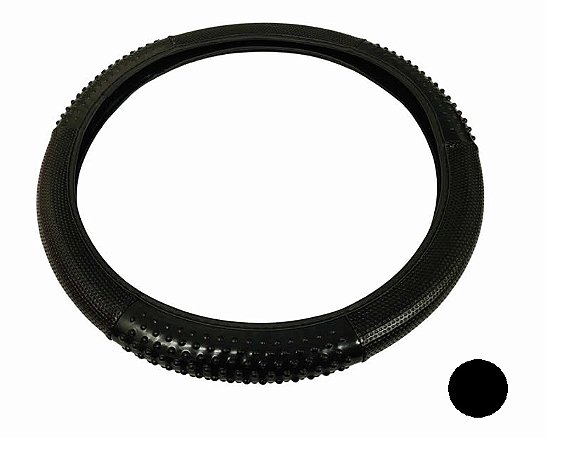 Capa Proteção Volante c/ Massageador Preto 45cm para caminhão Caminhão VW Ford Cargo MB Volvo Scania Iveco