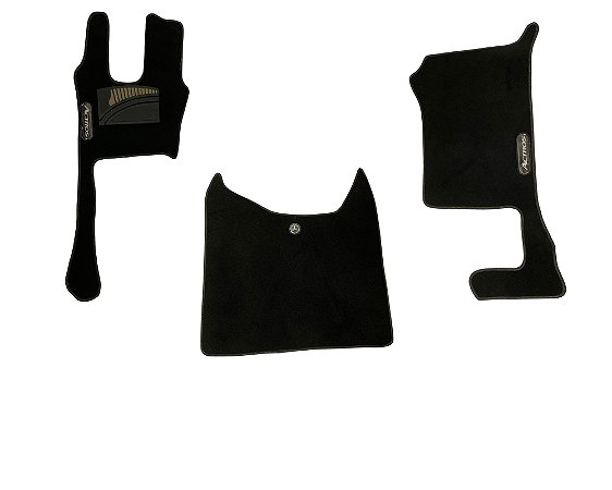 Tapete Carpete Veludo Actros Novo Preto Detalhes Bege 3 Pcs