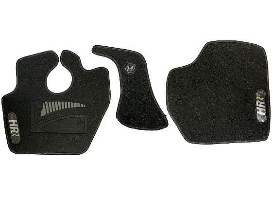 Jg 3 Pcs Tapete Borracha Detalhes Cinza C/ Vies Para Hyundai Hr