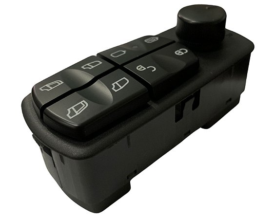 Botão Interruptor Vidro Eletrico com Regulagem Retrovisor e Trava Porta LE Caminhão MB Axor / Atego01 (Unidade) - Botão Virdo Elétrico com Regulagem Retrovisor e Trava Porta Lado Esquerdo - Motorista  COMPATÍVEL COM OS VEÍCULOS DAS SEGUINTES MARCAS: Camin