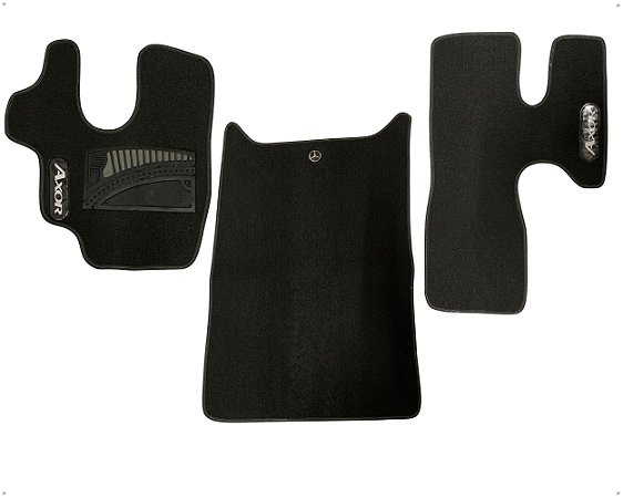 Jg 3 Peças Tapete Borracha Cinza Detalhes Cinza Com Vies Caminhão Mb Axor 2017 em Diante