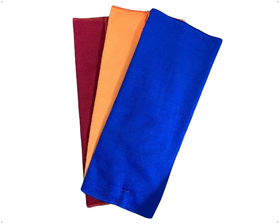 Kit 3 Pçs Toalhas Pano Microfibra Multiuso 30X40cm Limpeza em Geral Macio e Alta Absorção