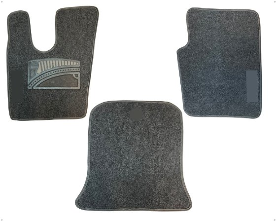 Jogo Carpete Aveludado com Velcro Cinza Com Vies Cinza para Caminhão Scania Cabine P / G Série 5
