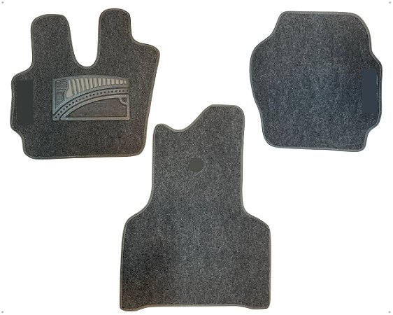 Jogo Carpete Aveludado com Velcro Cinza Com Vies Cinza para Caminhão Scania Cabine P Série 5