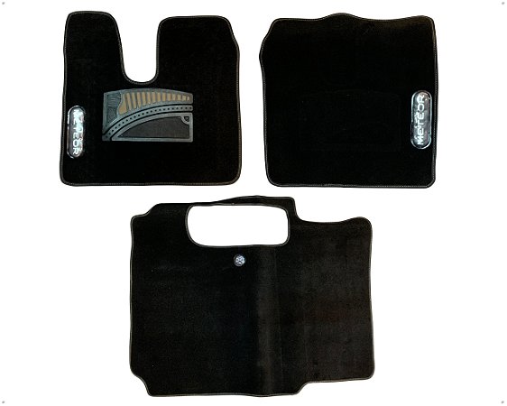 Jg Tapete Carpete Aveludado Preto Para Caminhão Vw Meteor