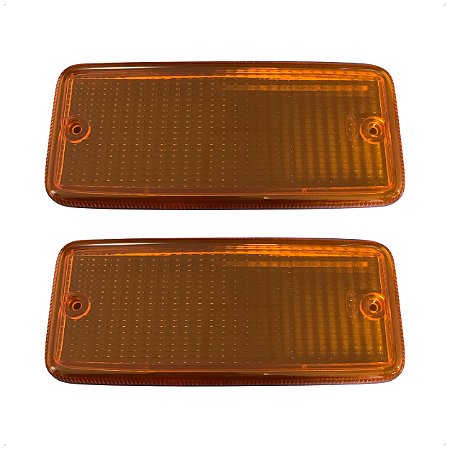 02 Lente Lanterna Dianteira Frontal Plástica Laranja Para Caminhão Vw 680 7110 13130 8100 35300