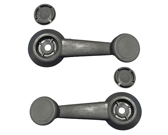 02 Manivela Regulagem Vidro Manual Porta Plástico Cinza Vw Gol Kombi Voyage Saveiro Parati