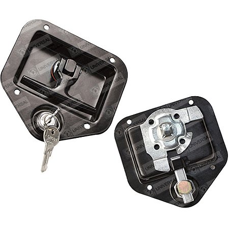 Maçaneta externa - "T" da - Preto - Aço Inox - C/chave UNIVERSAL Ambulâncias Bagageiros Baús Bombeiros Ônibus