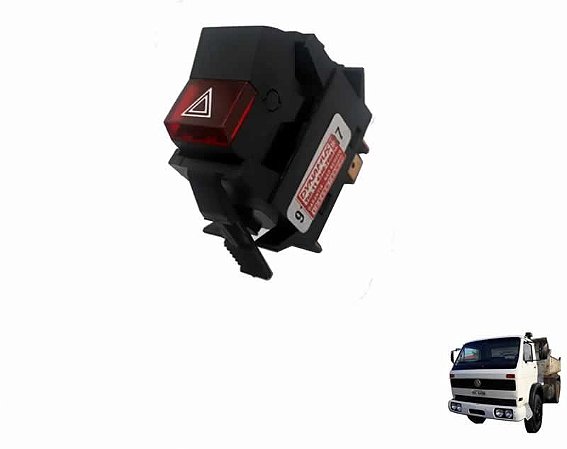 Botão Luz Emergência Pisca Alerta 12V Caminhão VW 790S 7110S 11130 13130 11140 12140H 14210 16210 16210H T00953235