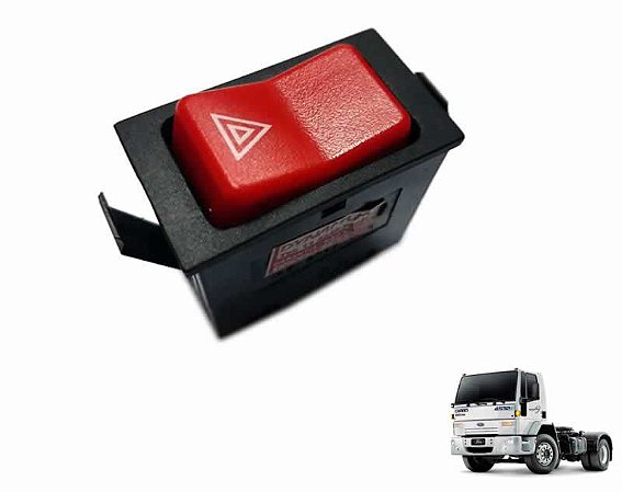 Botão Luz Emergência Pisca Alerta 24V Caminhão Ford Cargo 4432e 2632e 2932e 5032e 4532e 1832e 6332e 6C4513A350BB