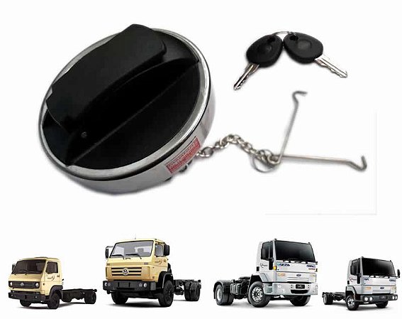 Tampa de combustível - tanque c/ rosca interna - Com chave Caminhão VW 8120 8150 19320 15180 e Ford Cargo 815 4532 após 2000 Constelation 2Z0201551