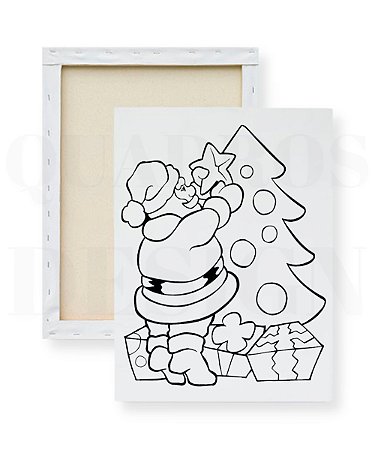 Tela para pintura infantil - Árvore de Natal e Papai Noel - Telas para Pintura W'Arte Tela para pintura infantil - Árvore de Natal e Papai Noel - Telas para Pintura W'Arte