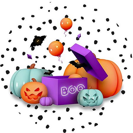 Painel de Festa Redondo em Tecido Sublimado Halloween Boo c/elástico