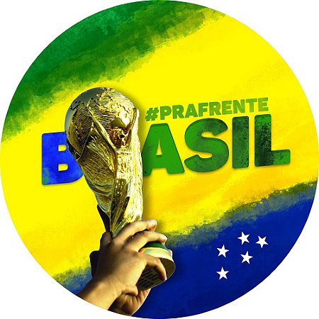 Painel de Festa Redondo em Tecido Sublimado Futebol Pra Frente Brasil c/elástico