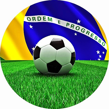 Painel de Festa Redondo em Tecido Sublimado Futebol Bola Brasil c/elástico