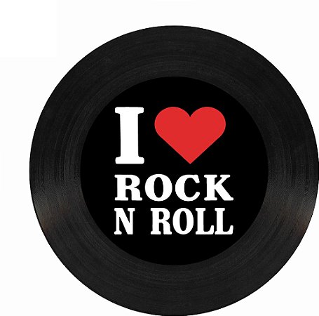 Painel de Festa Redondo em Tecido Sublimado I Love Rock and Roll