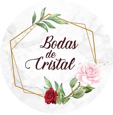 Painel de Festa Redondo em Tecido Sublimado Bodas de Cristal