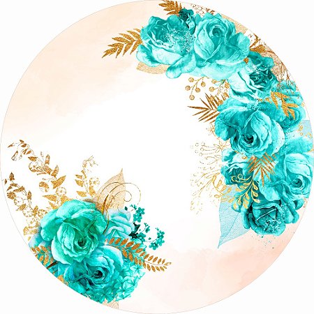 Painel de Festa Redondo em Tecido Sublimado Floral Tiffany