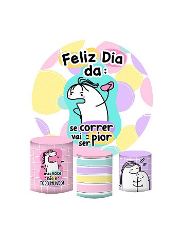 Kit Painel Redondo De Festa e Capas de Cilindro em tecido sublimado Feliz Dia das Mães Meme