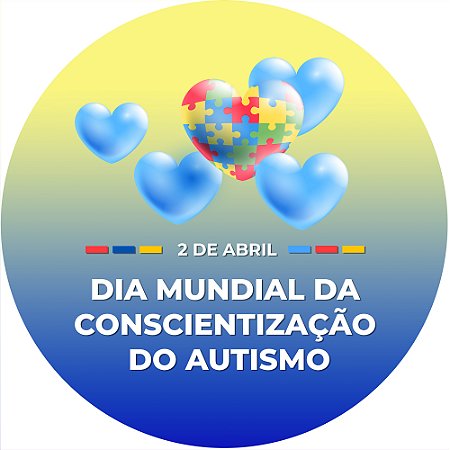 Painel de Festa Redondo em Tecido Sublimado Dia do Autismo 1,50m