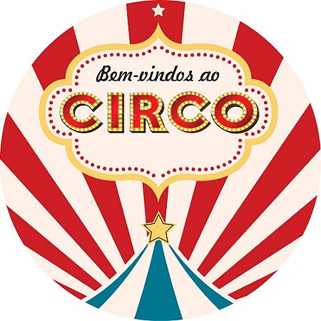 Painel de Festa Redondo em Tecido Sublimado Circo Vintage c/elástico