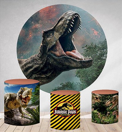 Painel de Festa em Tecido - Jurassic World Rex Dinossauro - Via