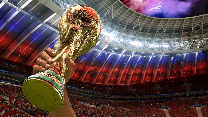 Painel de Festa em Tecido Sublimado 3d Taça Copa do Mundo de Futebol
