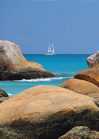 Fundo Fotográfico em Tecido Sublimado Veleiro no Mar