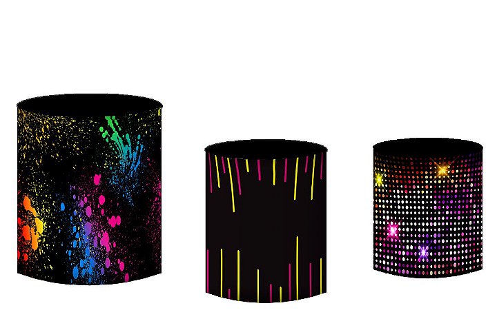 Kit Capas de Cilindro de festa em tecido sublimado Luzes Neon
