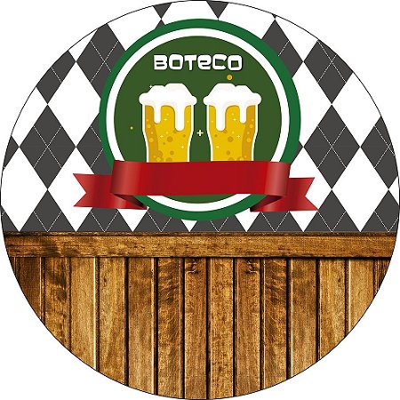 Painel de Festa Redondo em Tecido Sublimado Boteco Cerveja