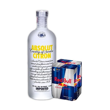 Combo Vodka Absolut Citron 750ML + Red Bull Tradicional