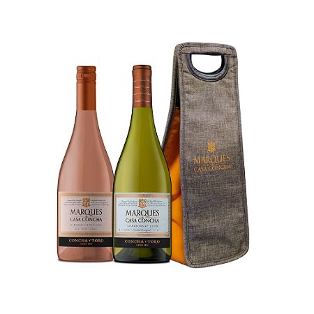 Kit 2 Vinhos Marques Casa Concha - Cinsault Rosé + Chardonnay Branco e Leve 1 Ice Bag exclusivo