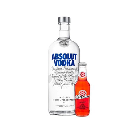 Kit 1und Vodka Absolut 1L + 12und St Pierre Red Mint Long Neck 275ml