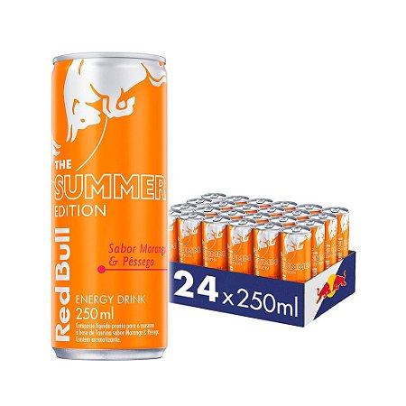 Energético Red Bull Energy Drink, Summer Morango e Pêssego Edition - 250ml (24 latas)