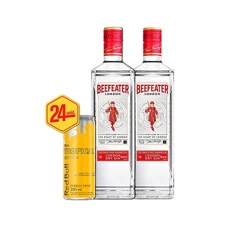 Combo 2x Gin Beefeater London Dry 750ml + 24und Red Bull Tropical 250ml