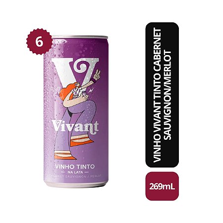 Vinho Vivant Tinto Cabernet Sauvignon/Merlot - 269mL (6und)