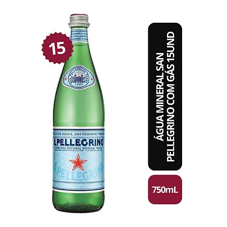 Água Mineral San Pellegrino Com Gás - 15 unid - 750ml