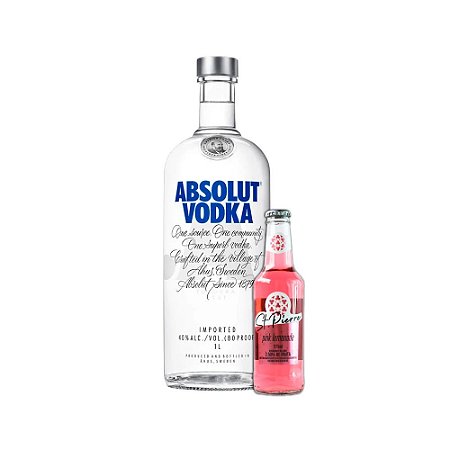 Kit 1und Vodka Absolut 1L + 12und St Pierre Pink Lemonade Long Neck 275ml