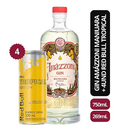 1und Gin Amázzoni Maniuara 750ml + 4und Red Bull Tropical 269ml