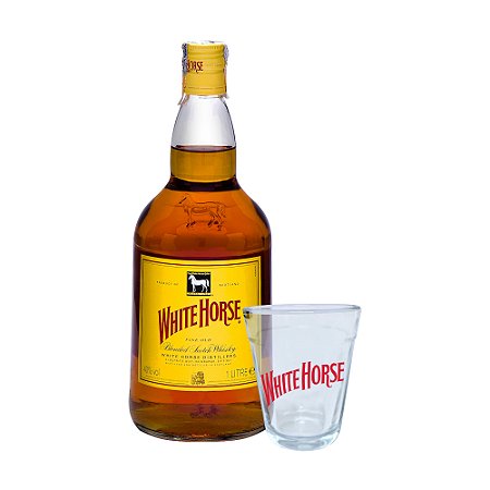 Whisky White Horse - 1L + 1 Copo de Vidro Personalizado