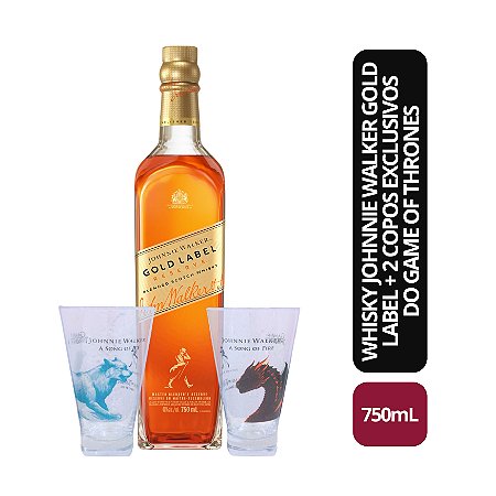Whisky Johnnie Walker Gold Label - 750mL + 2 Copos Exclusivos Do Game Of Thrones