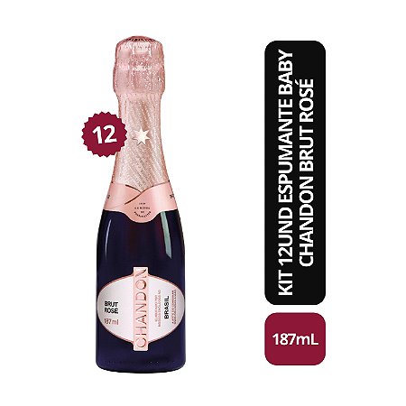 Kit 12 Espumantes Chandon Baby Brut Rose Miniatura - 187mL