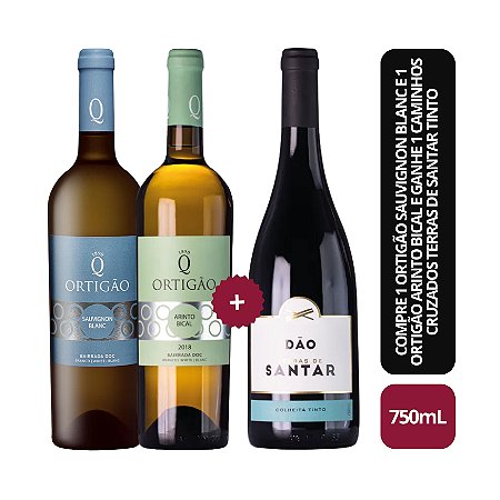 Compre Ortigão Sauvignon Blanc e Ortigão Arinto Bical e Ganhe 1 Caminhos Cruzados Terras de Santar Tinto - 750ml