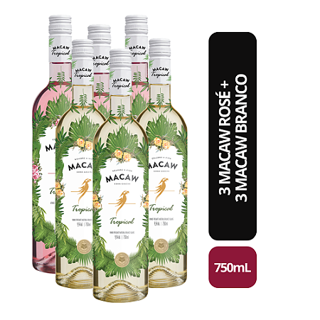 Kit Vinhos Frisantes: 3x Macaw Rosé + 3x Macaw Branco