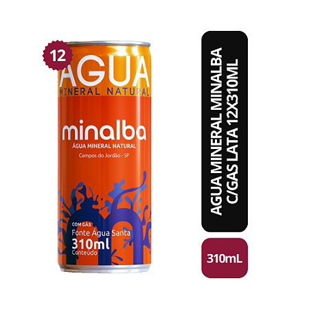 Água Mineral Minalba Com Gás 310ml | 12 Latas