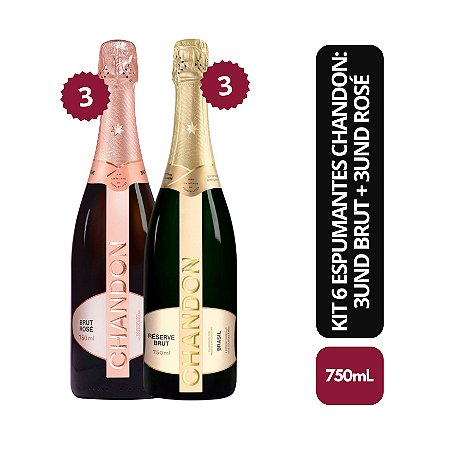 Kit 6 Espumantes Chandon – 3 Brut + 3 Rosé