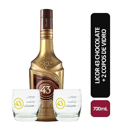 Licor 43 chocolate 700ml + 2 Copos (Vidro)