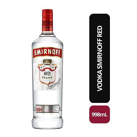 Vodka Smirnoff Red - 998mL + 2 Copos (Vidro)